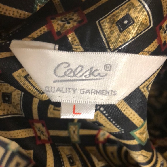 CELSA 2 piece satin pajamas size large mod print - Picture 4 of 4